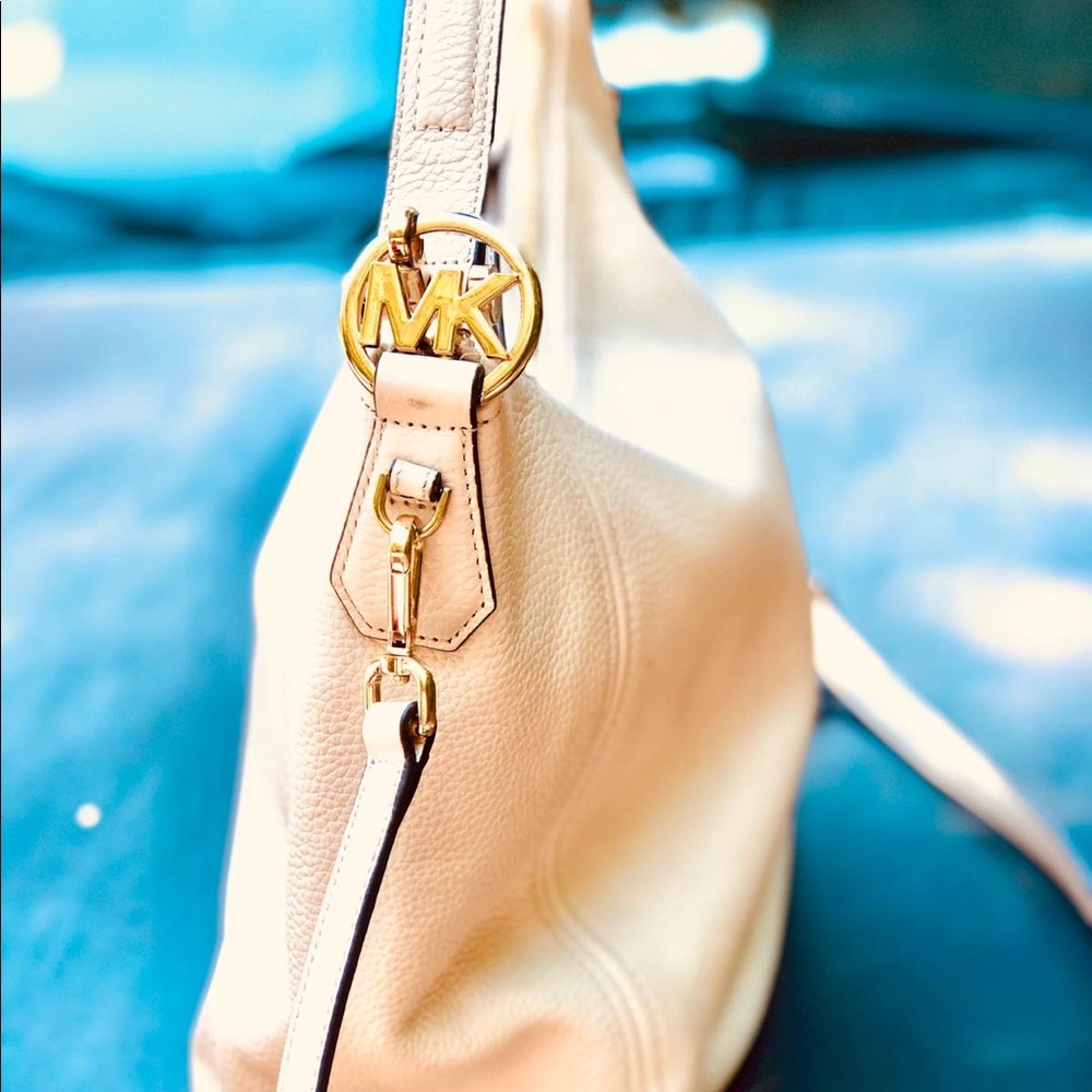 MK white cross body bag